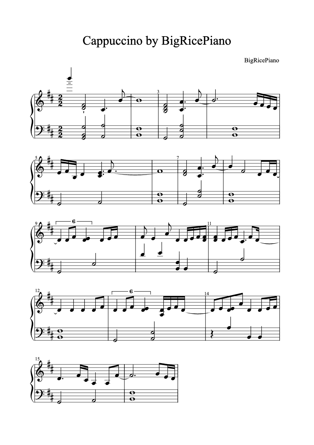 Sheet music preview for Cappuccino