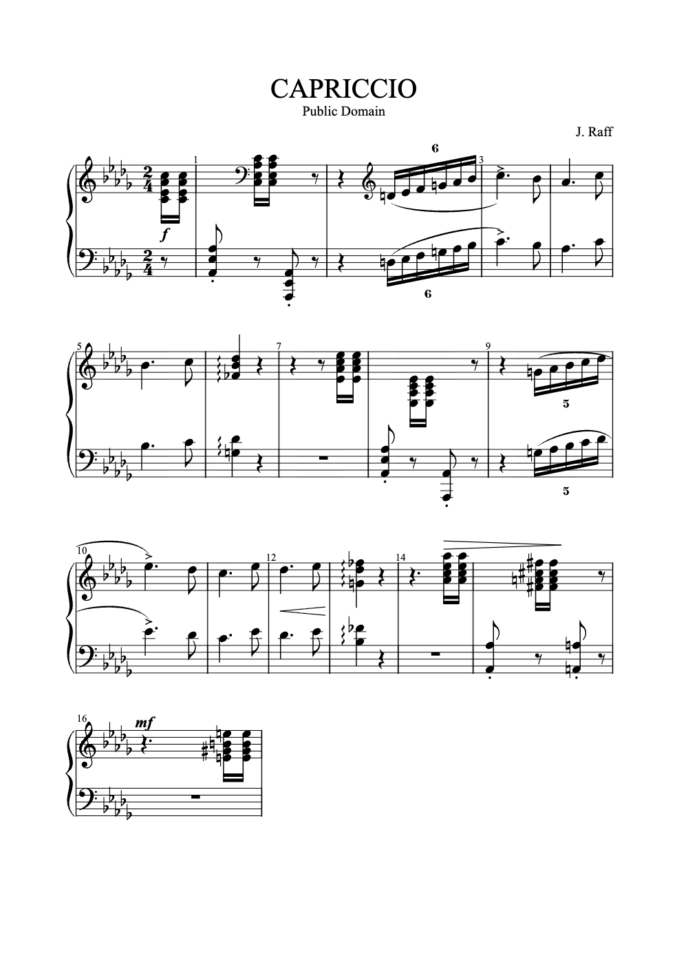 Sheet music preview for Capriccio