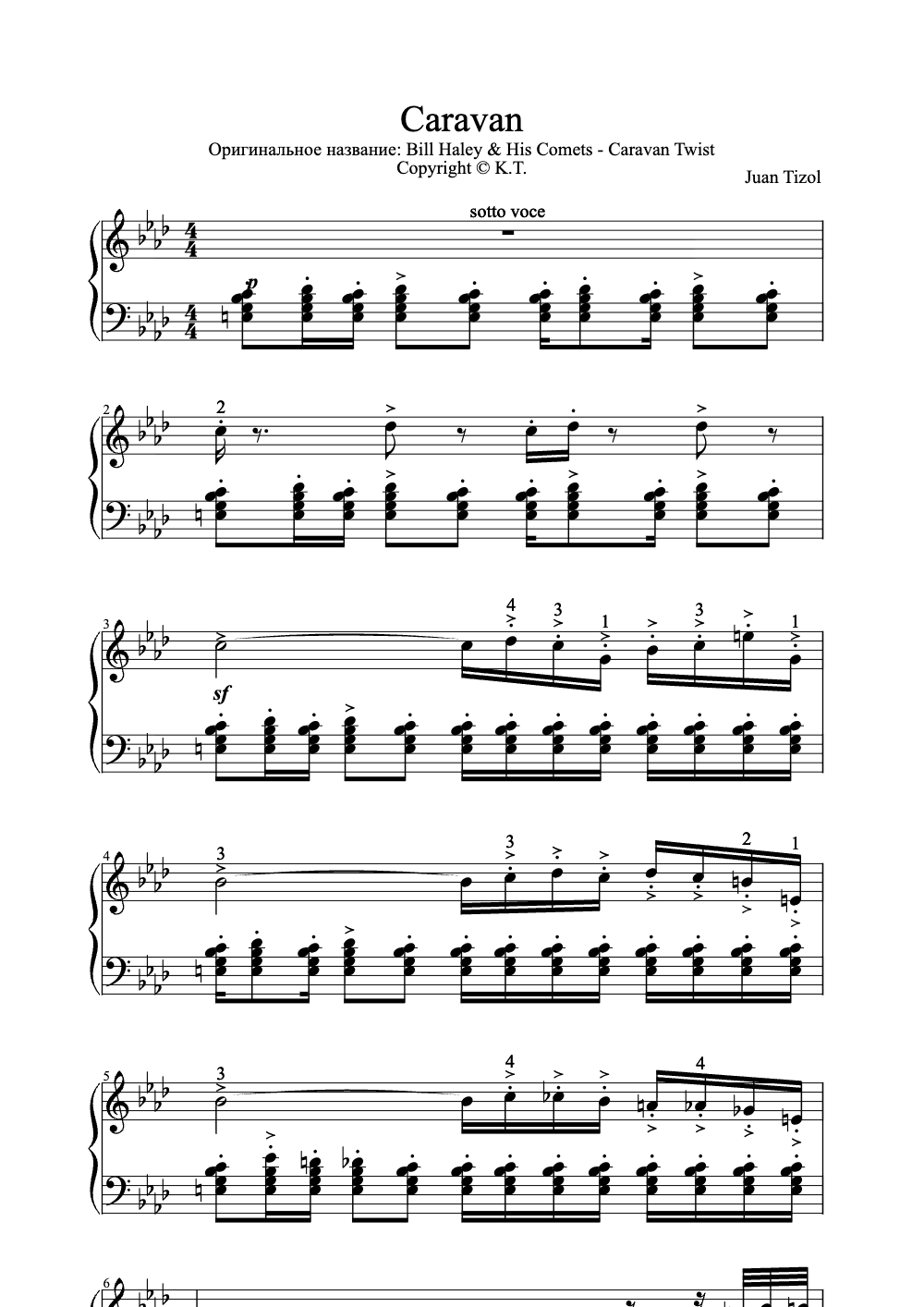 Sheet music preview for Caravan