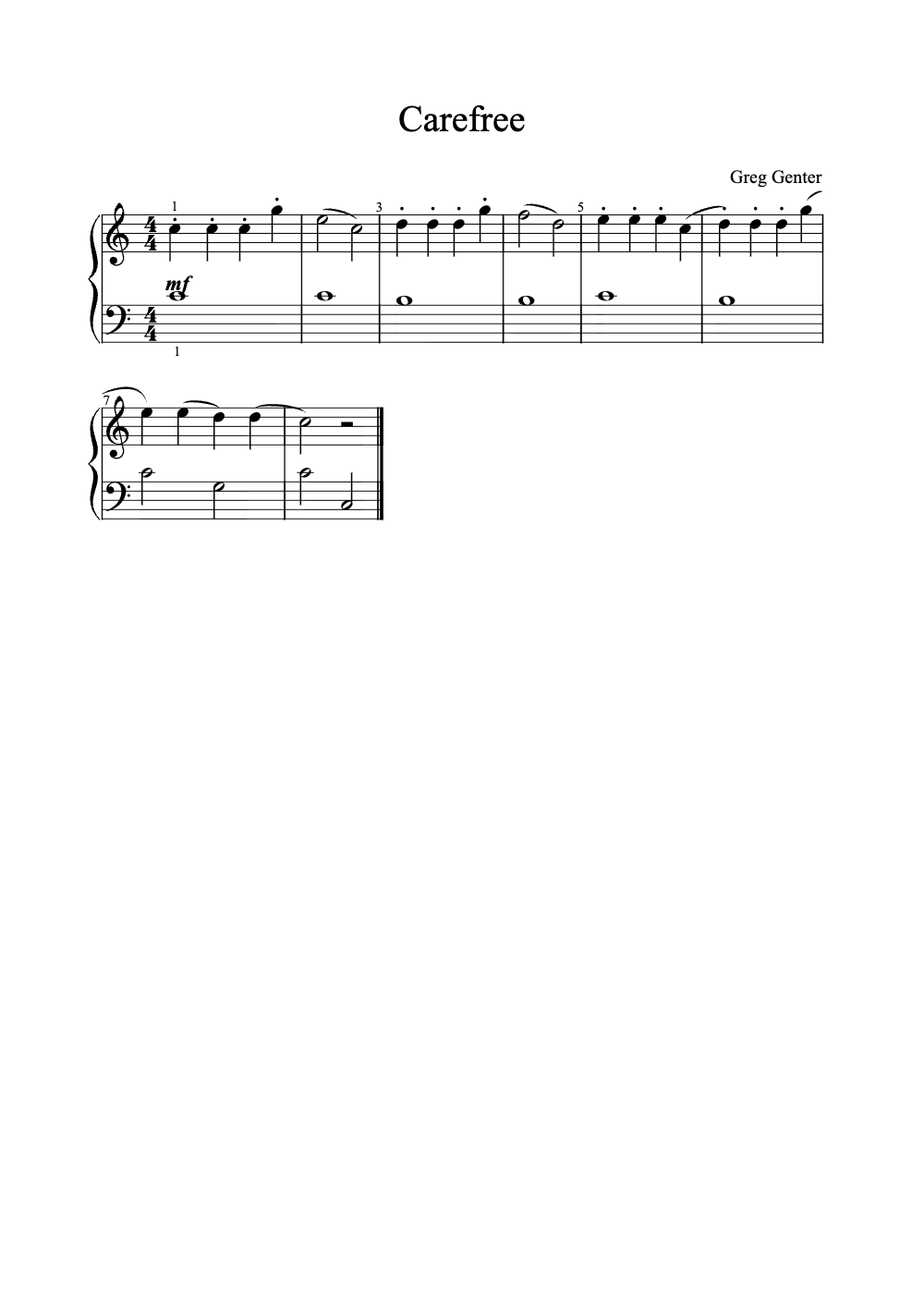 Sheet music preview for Carefree