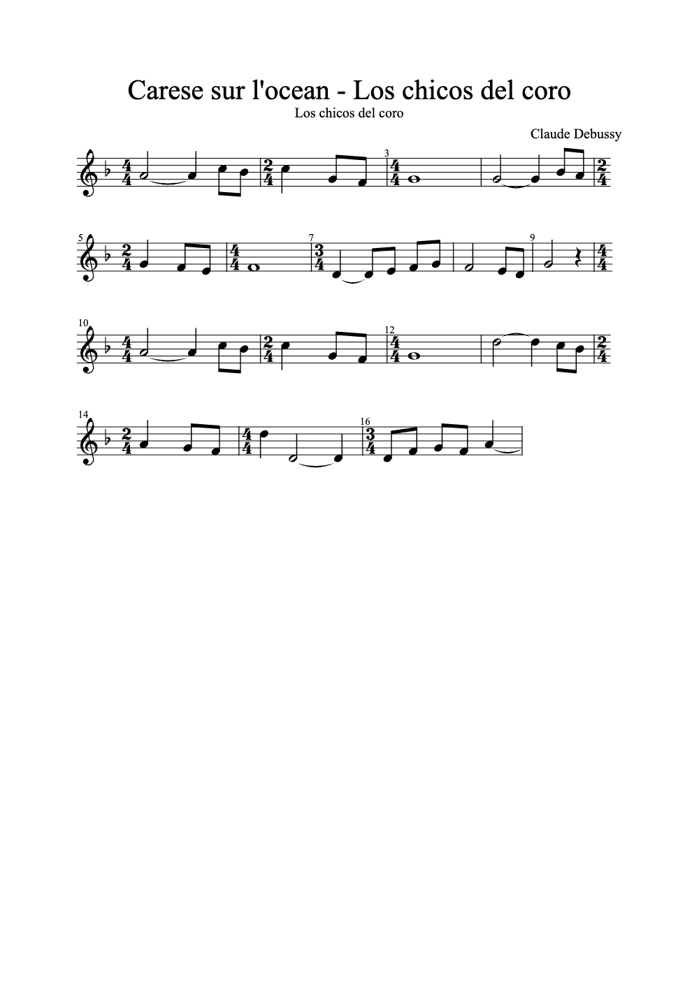 Sheet music preview for Caresse Sur L'Océan