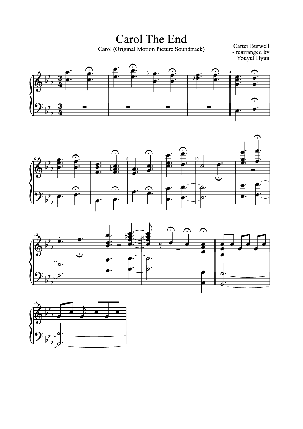 Sheet music preview for Carol the End