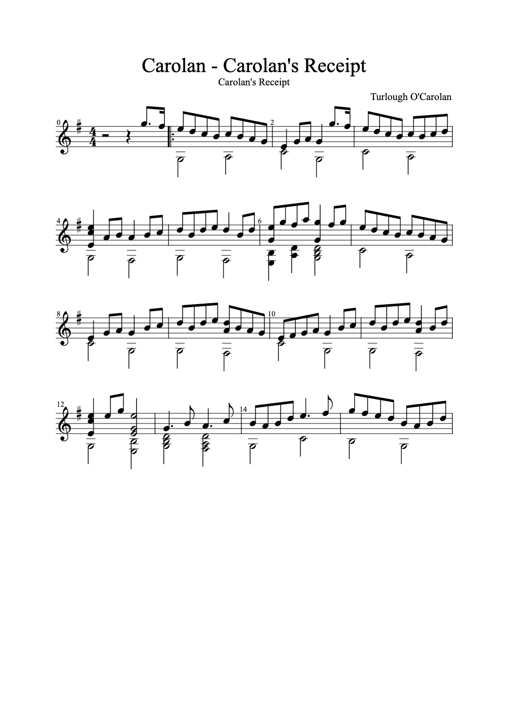 Sheet music preview for Carolan's Receipt