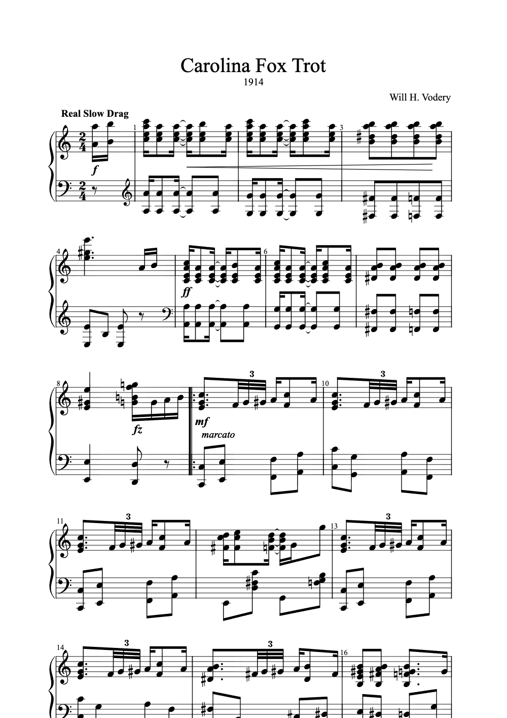 Sheet music preview for Carolina Fox Trot