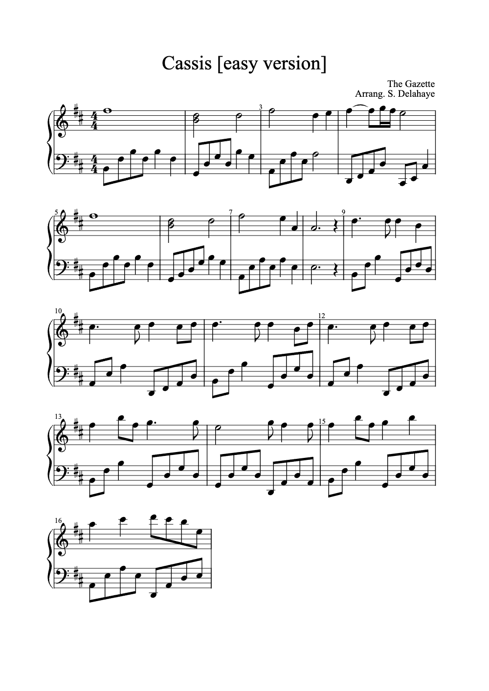 Sheet music preview for Cassis