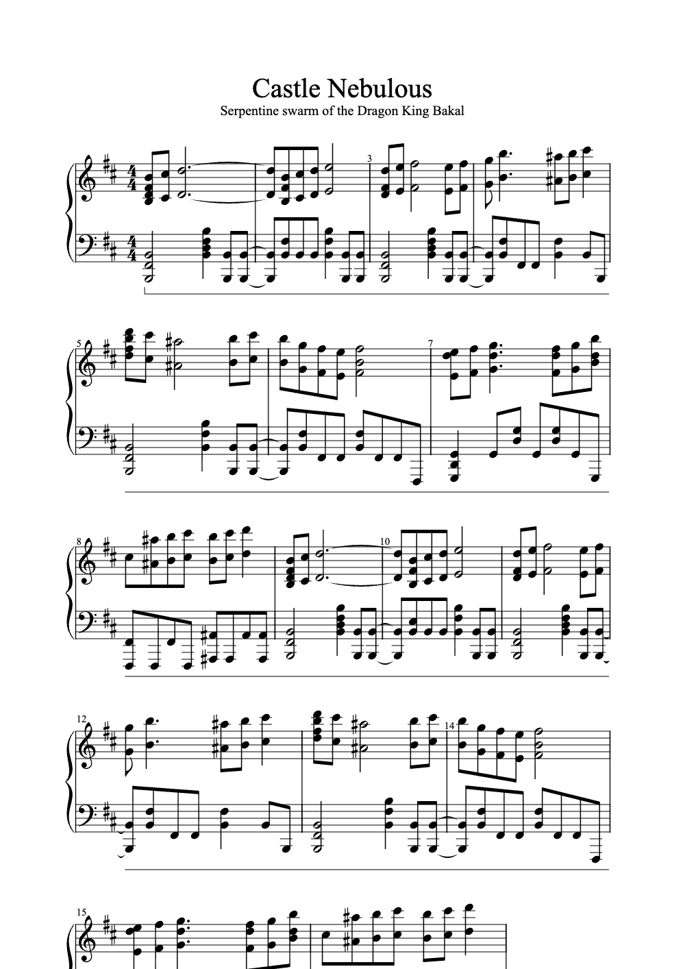 Sheet music preview for Castle Nebulous