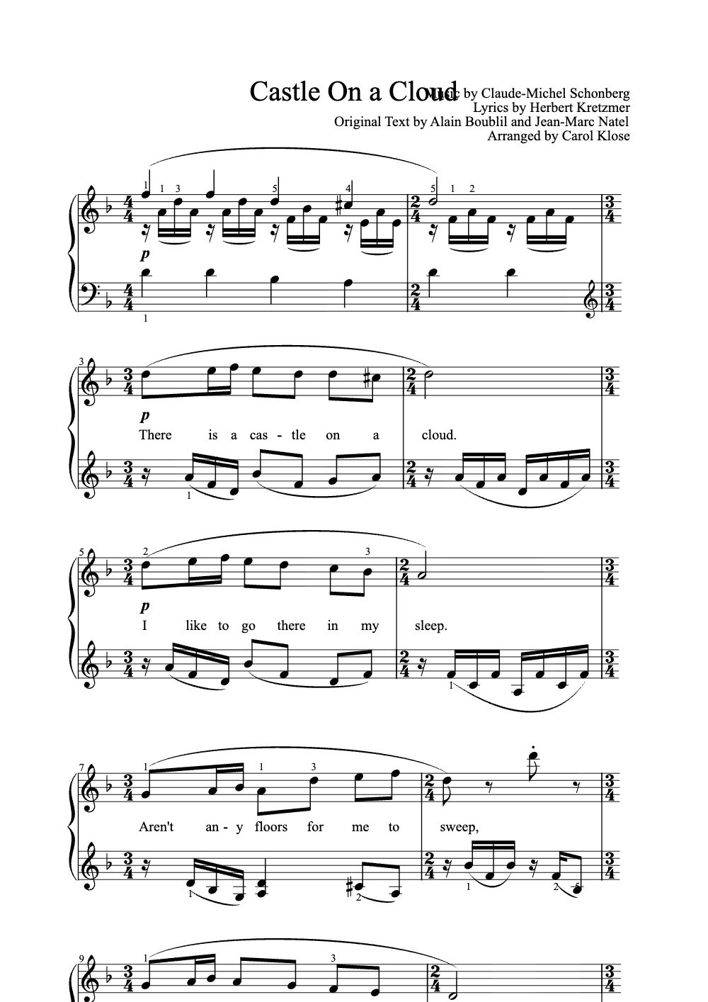 Sheet music preview for Castle on a Cloud