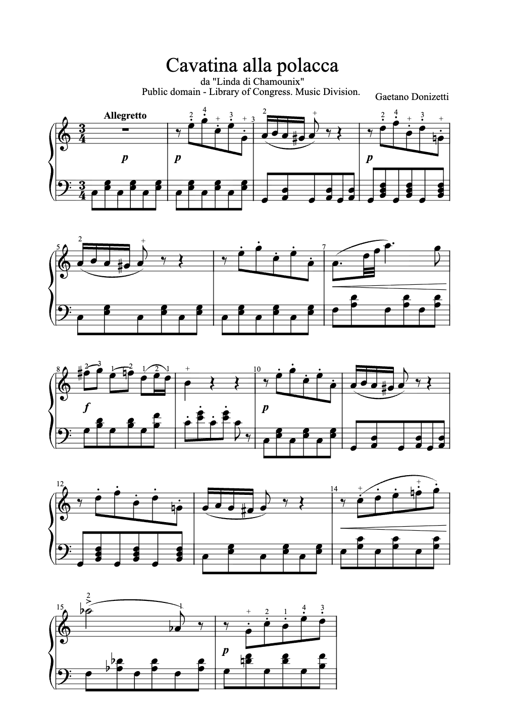 Sheet music preview for Cavatina Alla Polacca