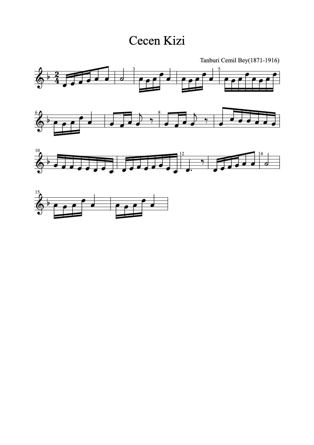 Sheet music preview for Cecen Kızı