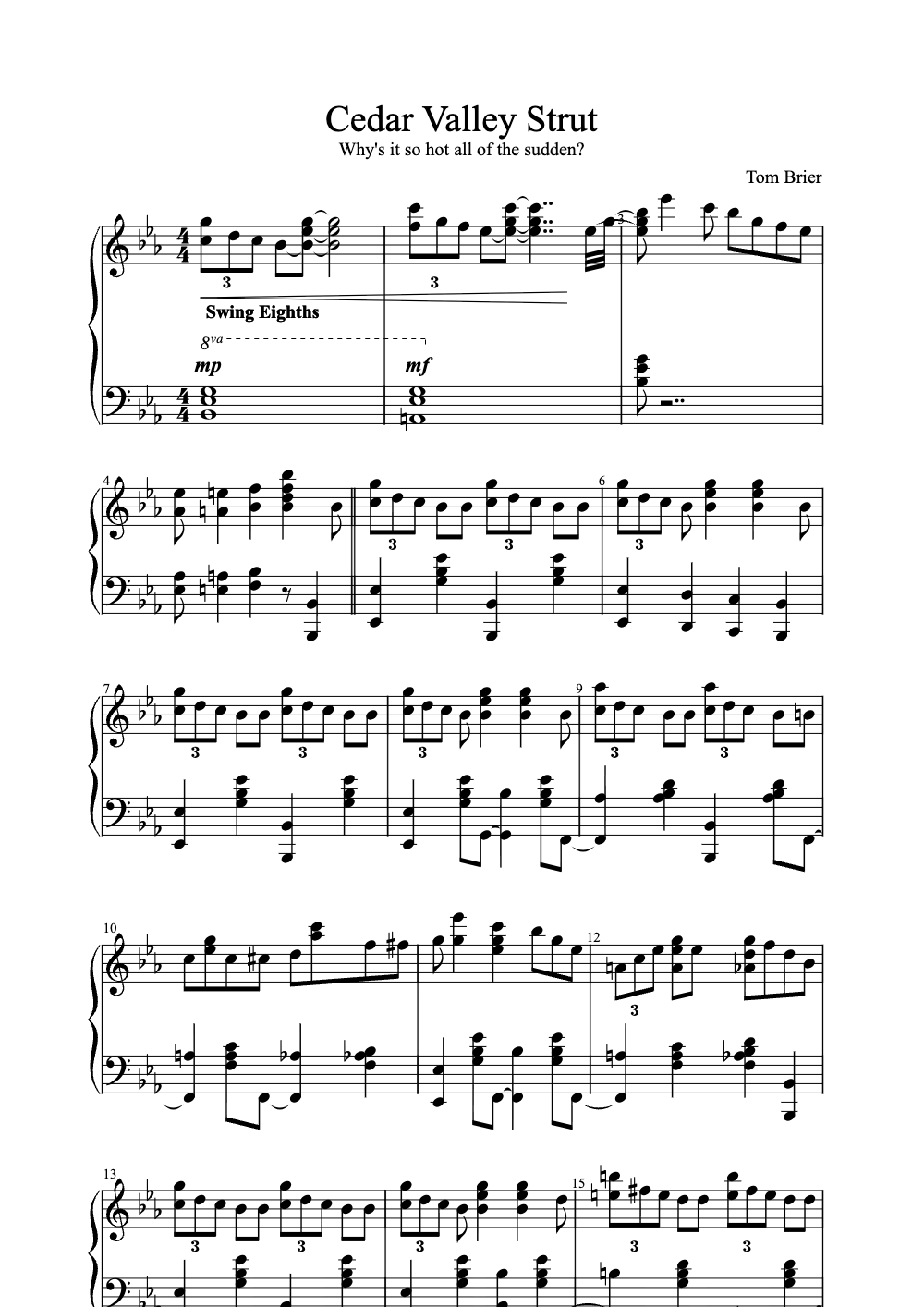 Sheet music preview for Cedar Valley Strut