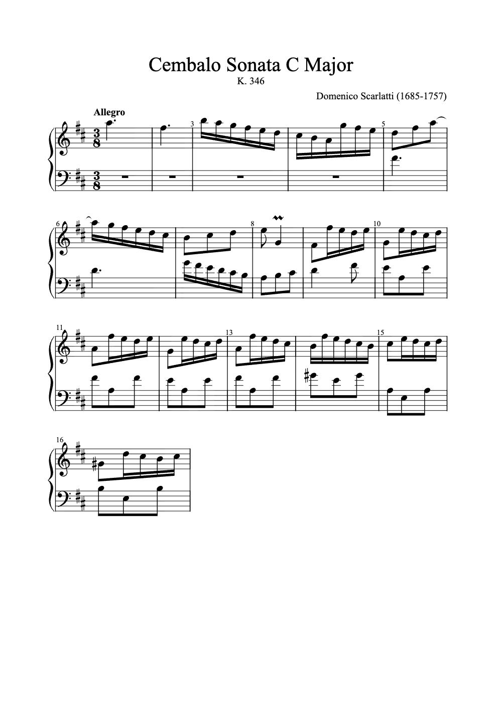 Sheet music preview for Cembalo Sonata C Major