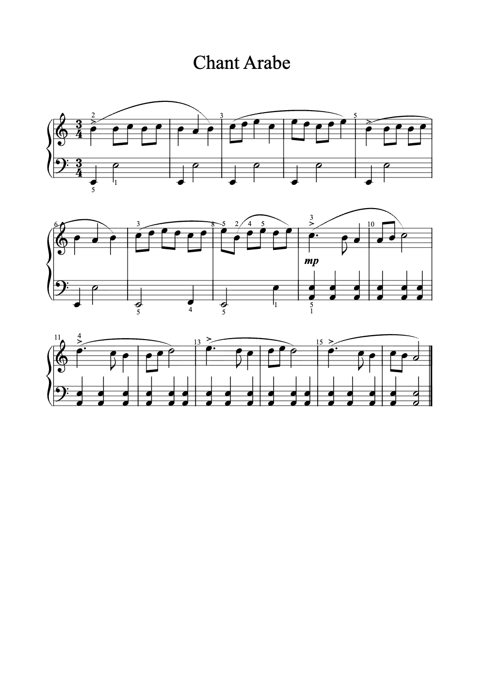 Sheet music preview for Chant Arabe