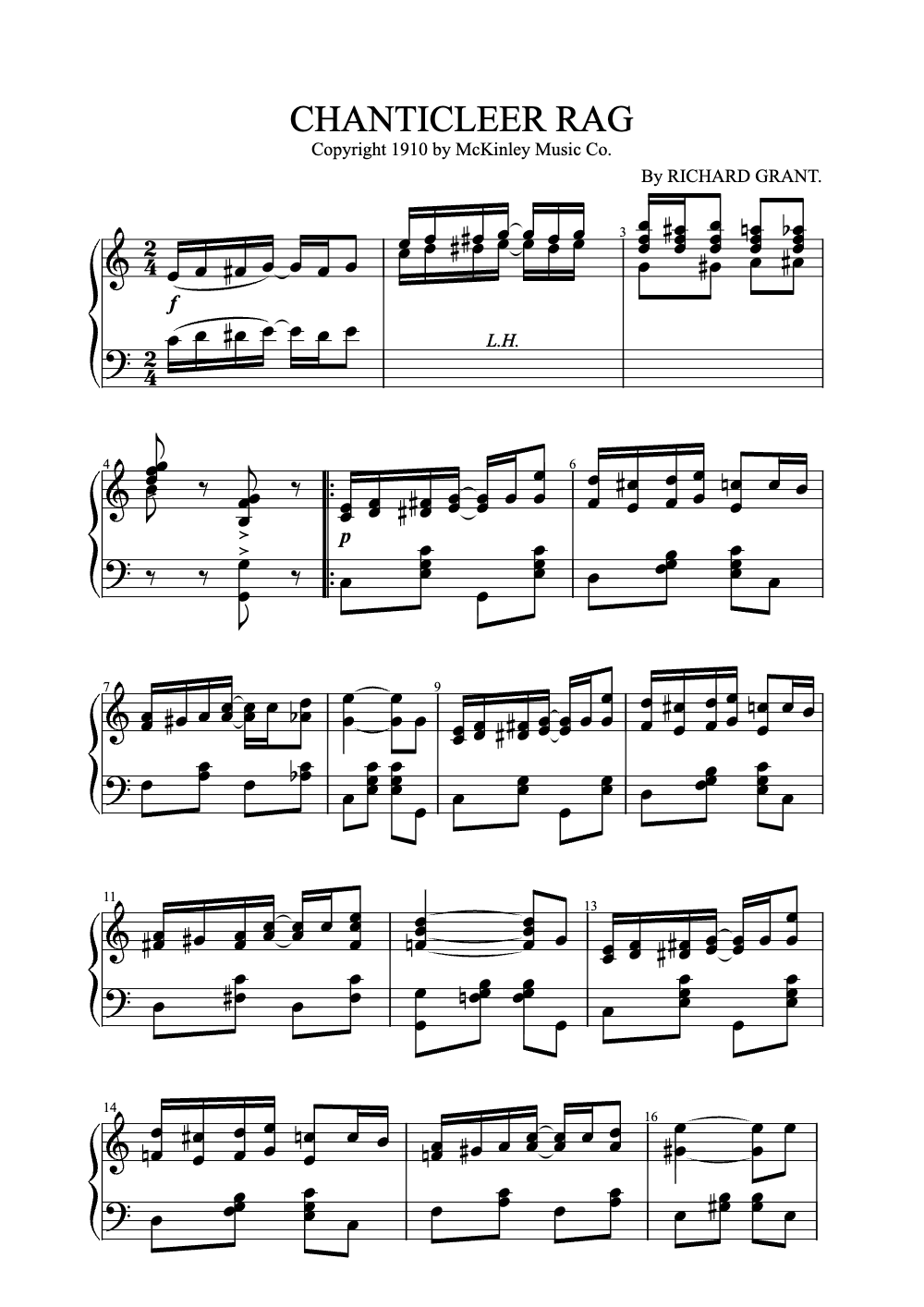 Sheet music preview for Chanticleer Rag