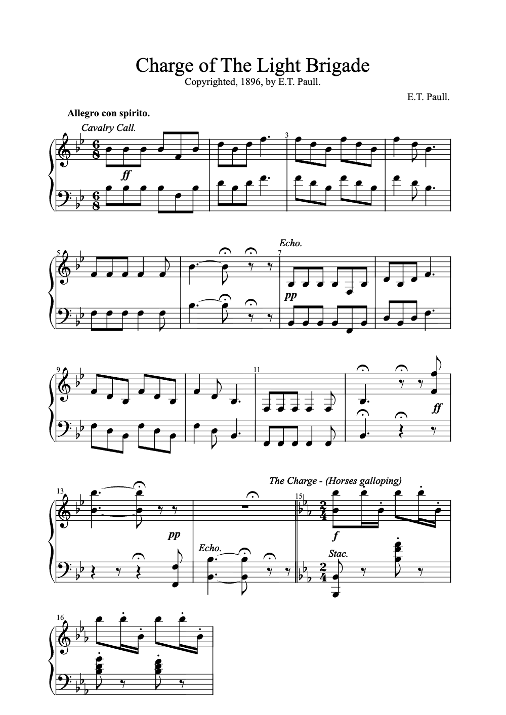 Sheet music preview for Charge of the Light Brigade