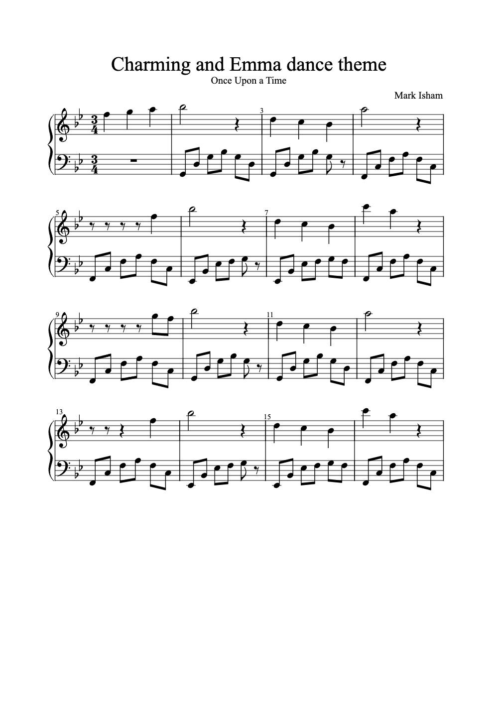 Sheet music preview for Charming and Emma Dance Theme