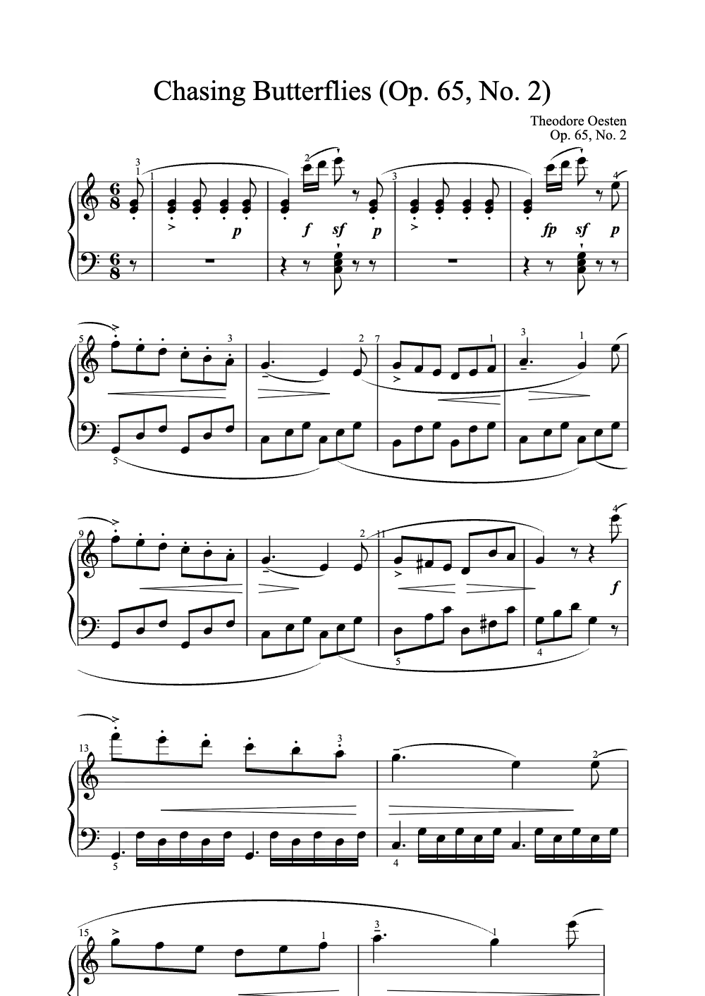 Sheet music preview for Chasing Butterflies