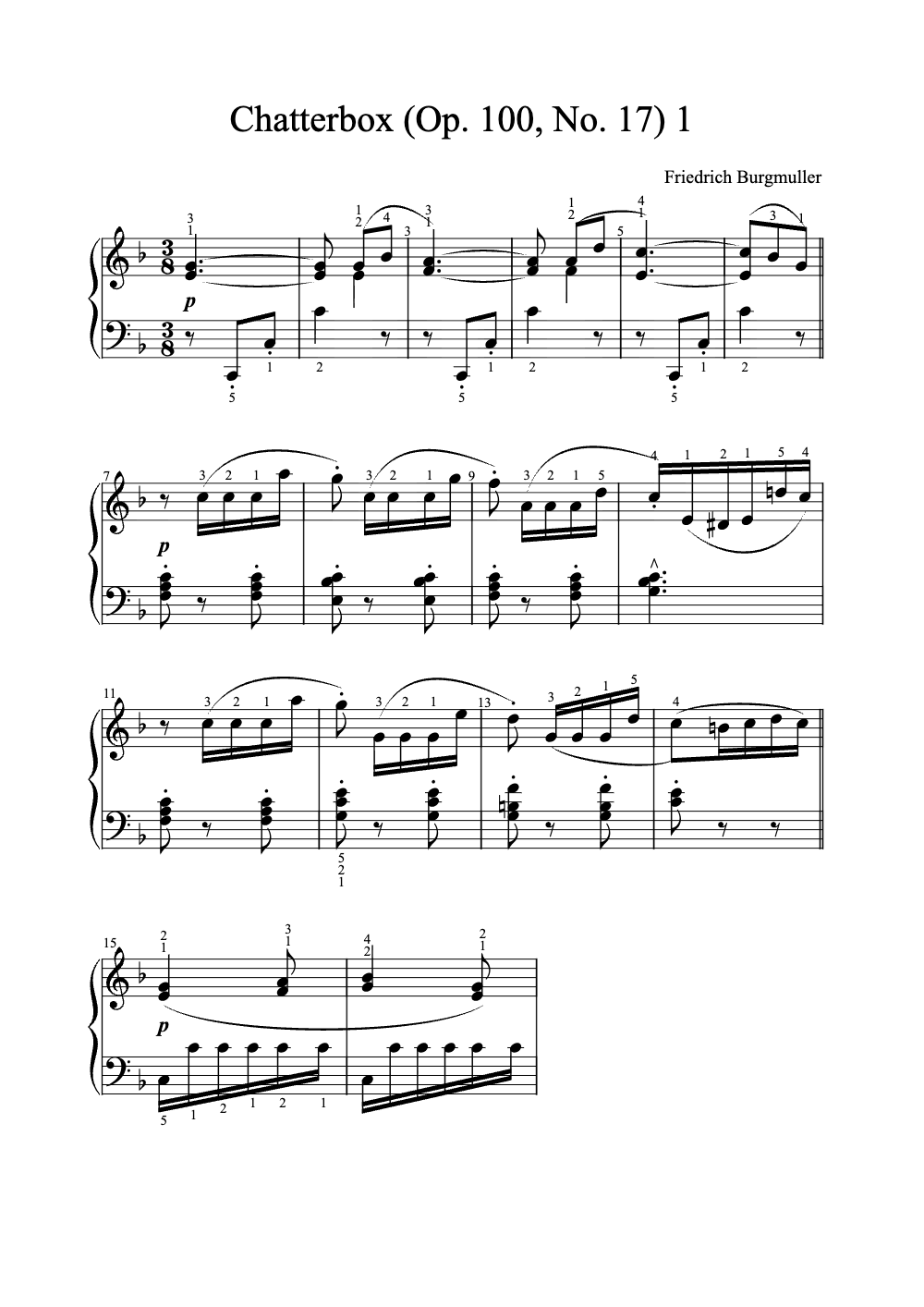 Sheet music preview for Chatterbox