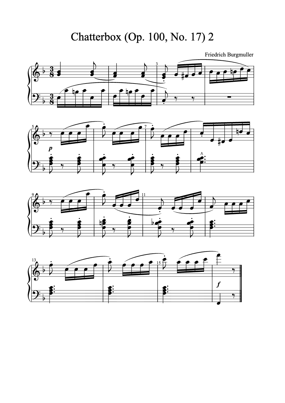 Sheet music preview for Chatterbox