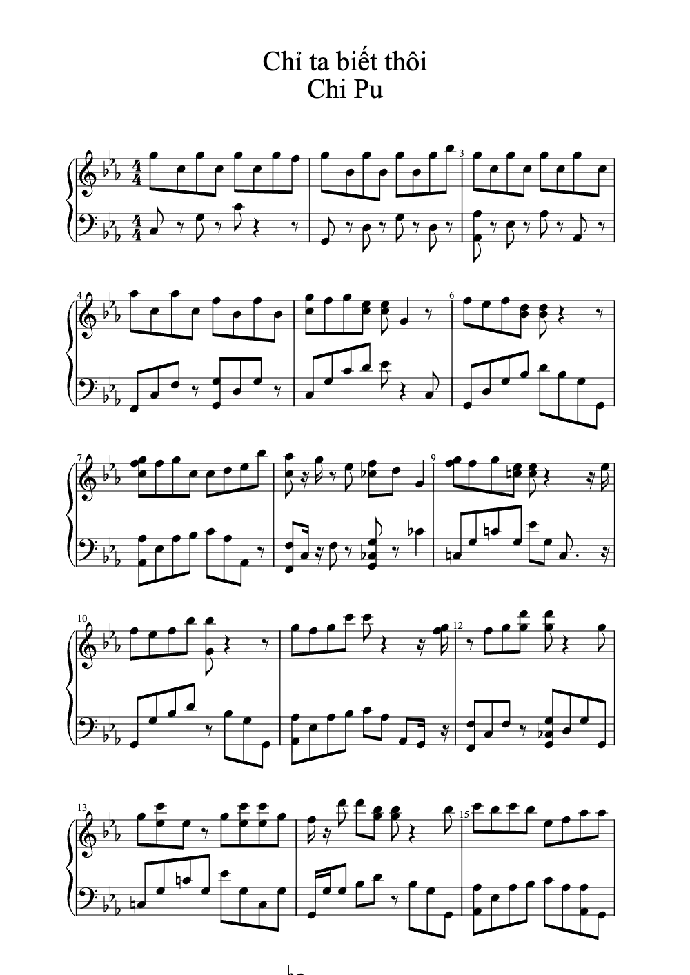 Sheet music preview for Chỉ Ta Biết Thôi