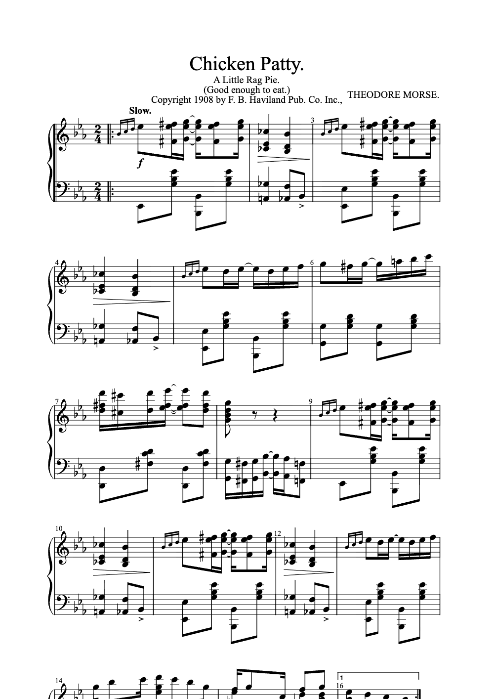 Sheet music preview for Chicken Patty