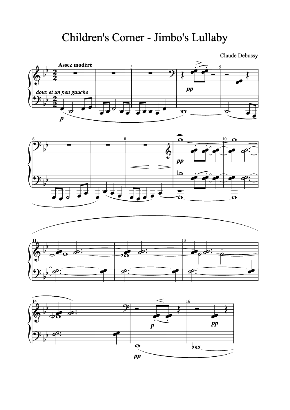 Sheet music preview for Children's Corner: Jimbo's Lullaby