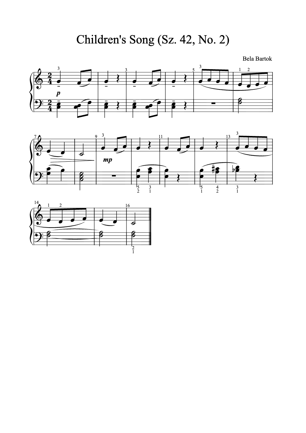 Sheet music preview for Children's Song