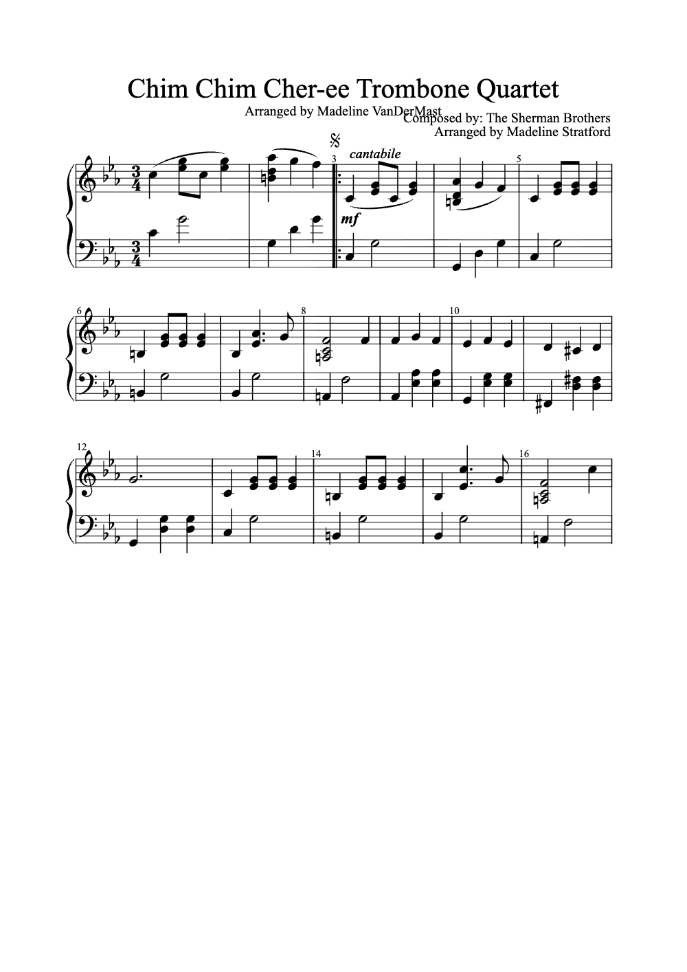 Sheet music preview for Chim Chim Cher-ee