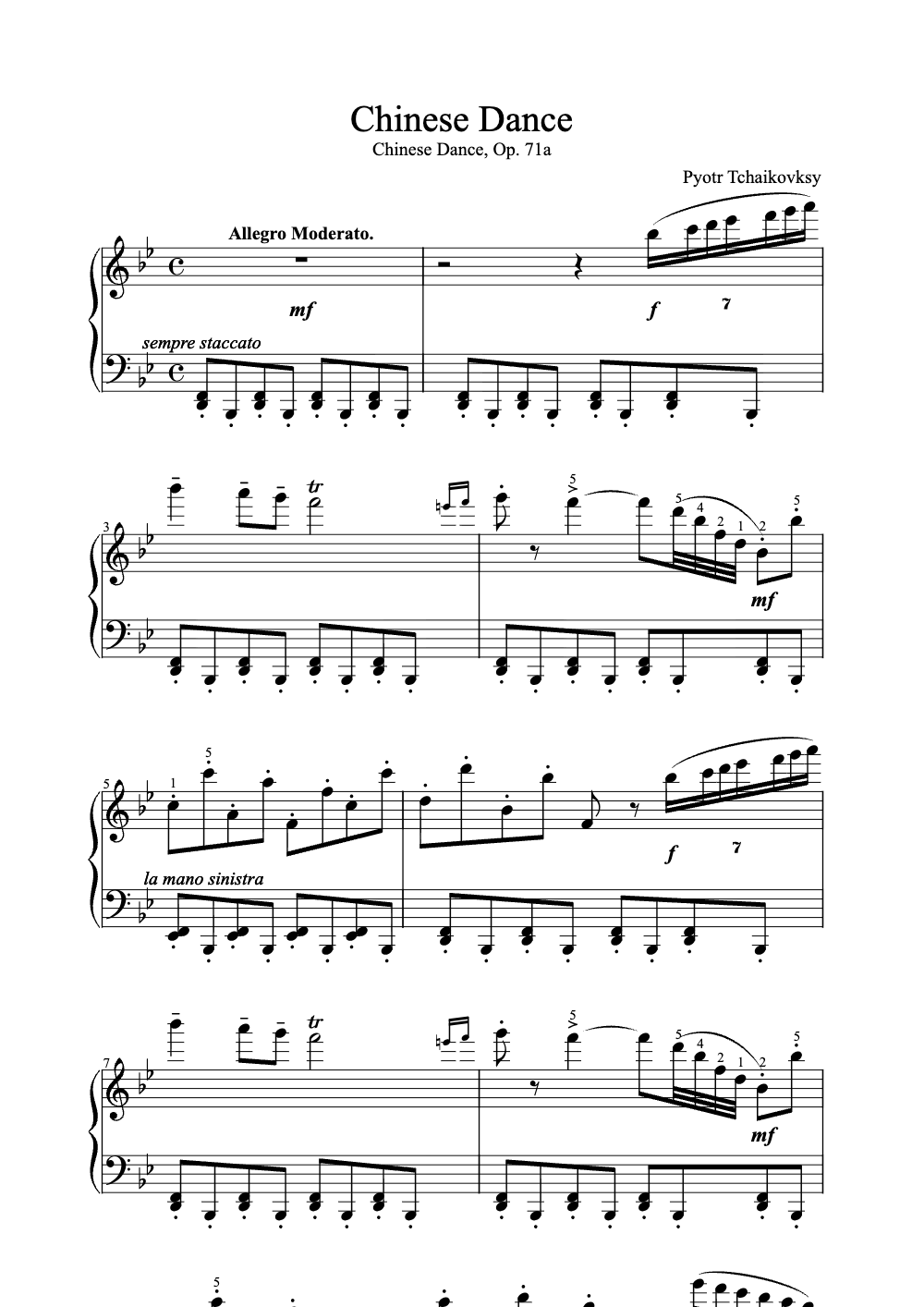 Sheet music preview for Chinese Dance