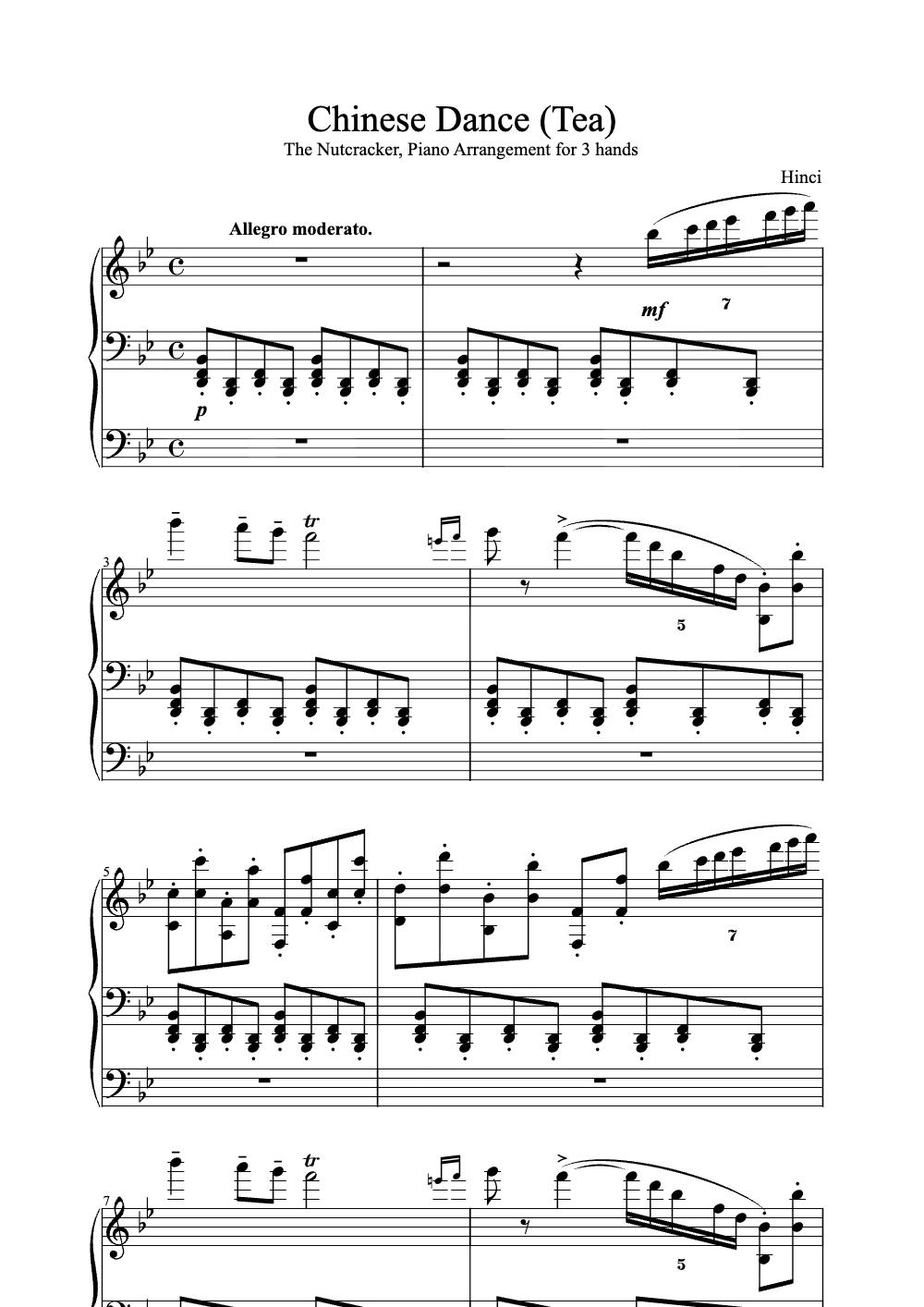 Sheet music preview for Chinese Dance (Tea)