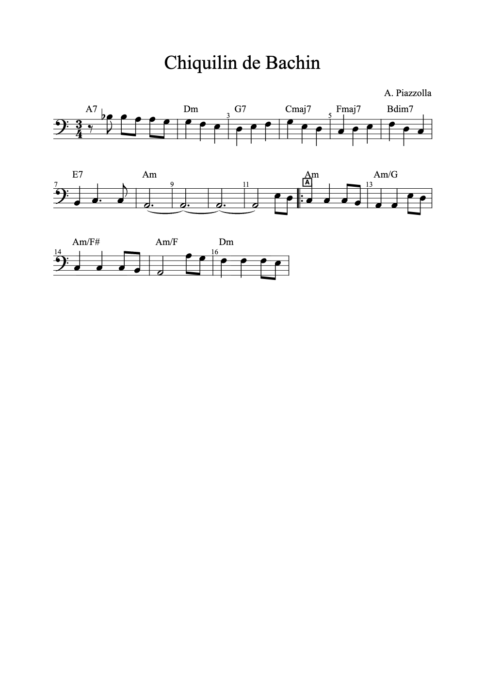 Sheet music preview for Chiquilín de Bachín