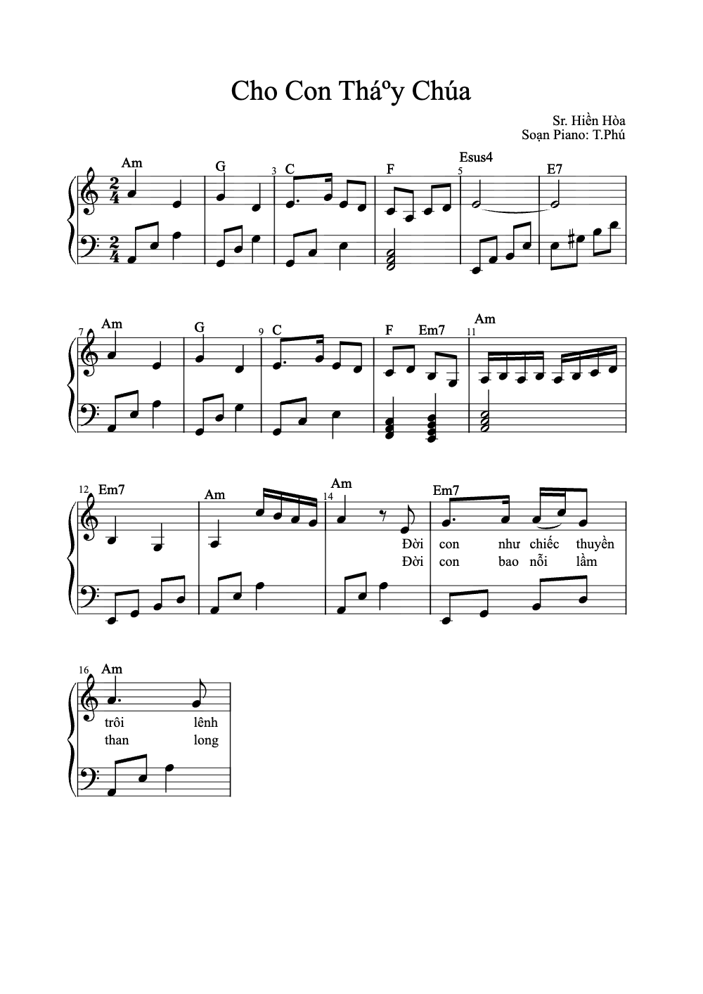 Sheet music preview for Cho Con Thấy Chúa