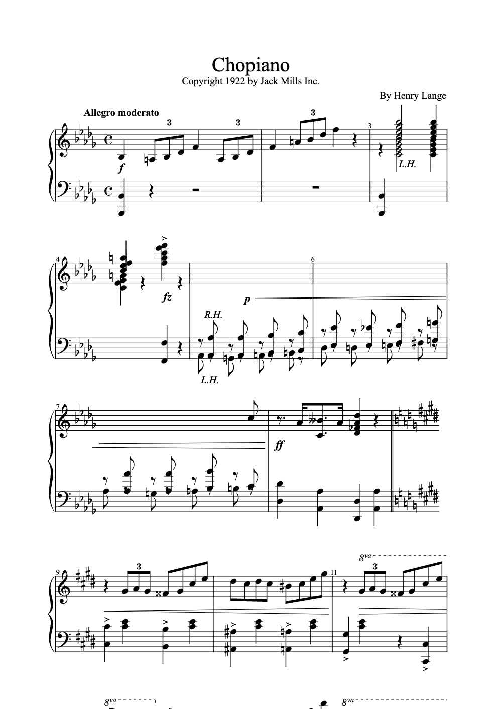 Sheet music preview for Chopiano