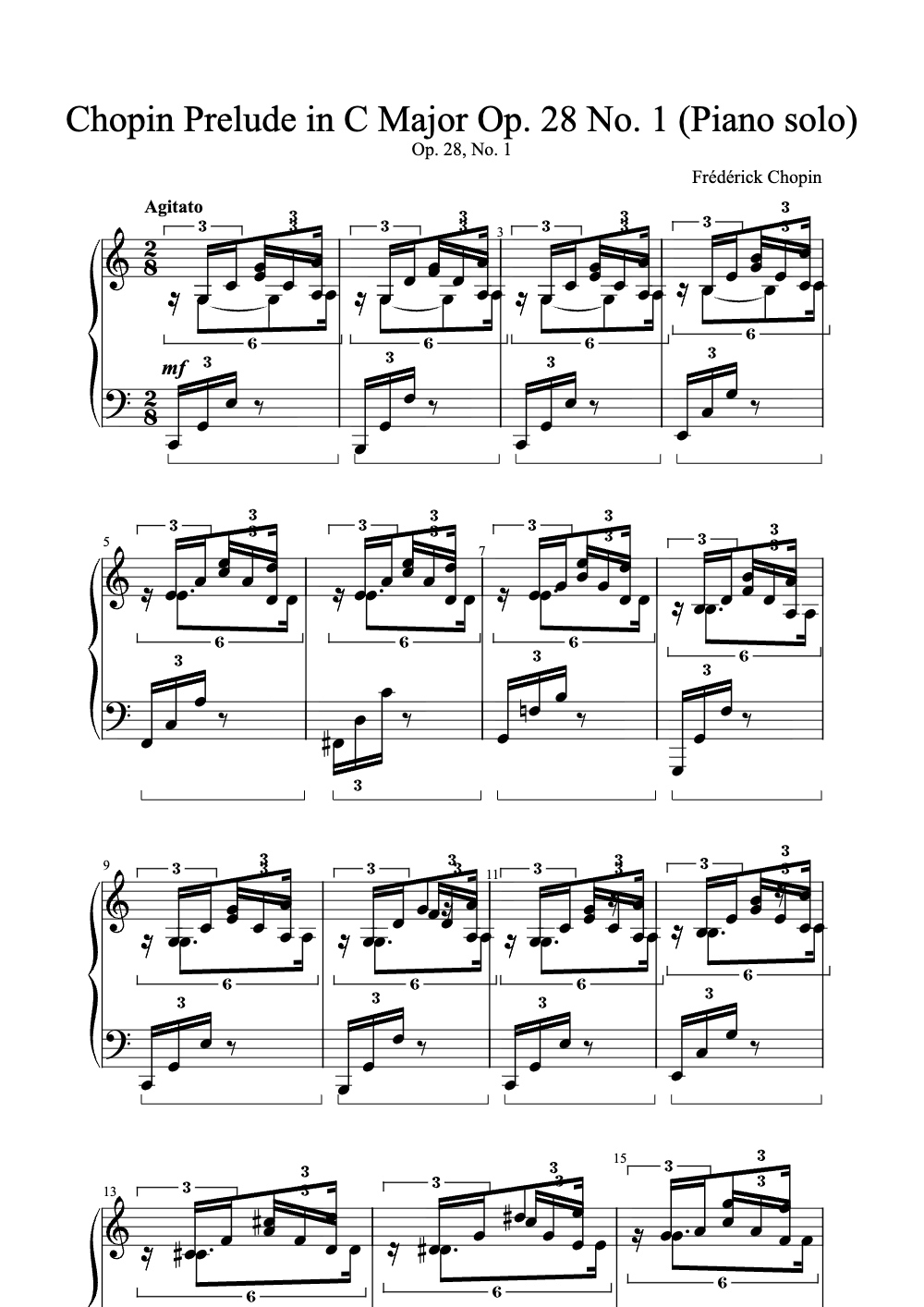 Sheet music preview for Prelude in C Major, Op. 28 No. 1