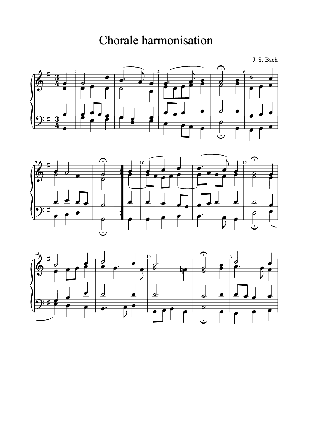 Sheet music preview for Chorale Harmonisation