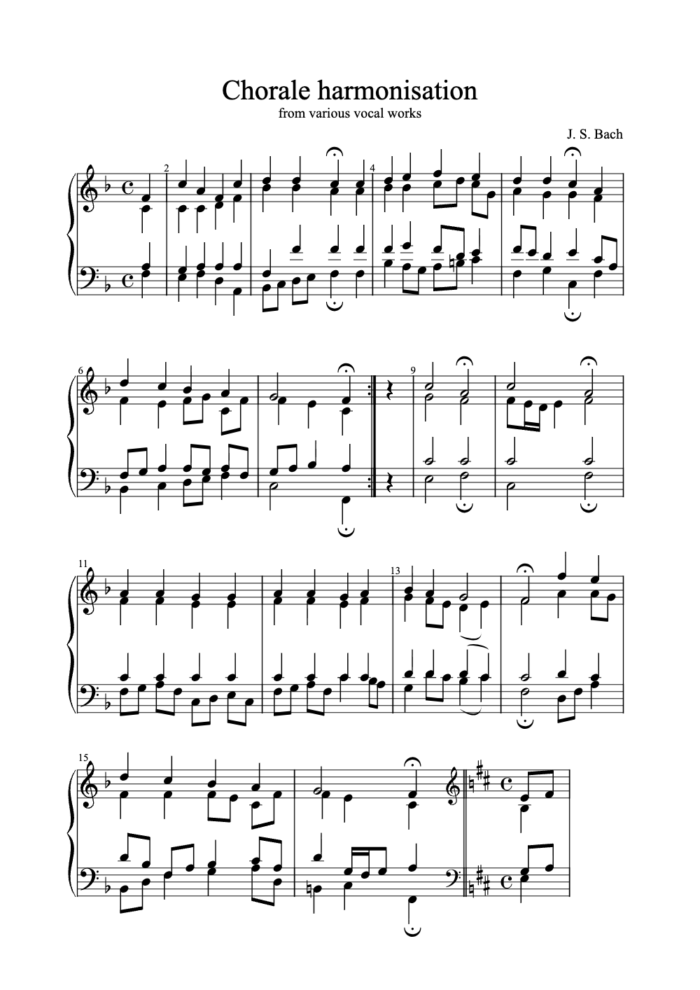 Sheet music preview for Chorale Harmonisation
