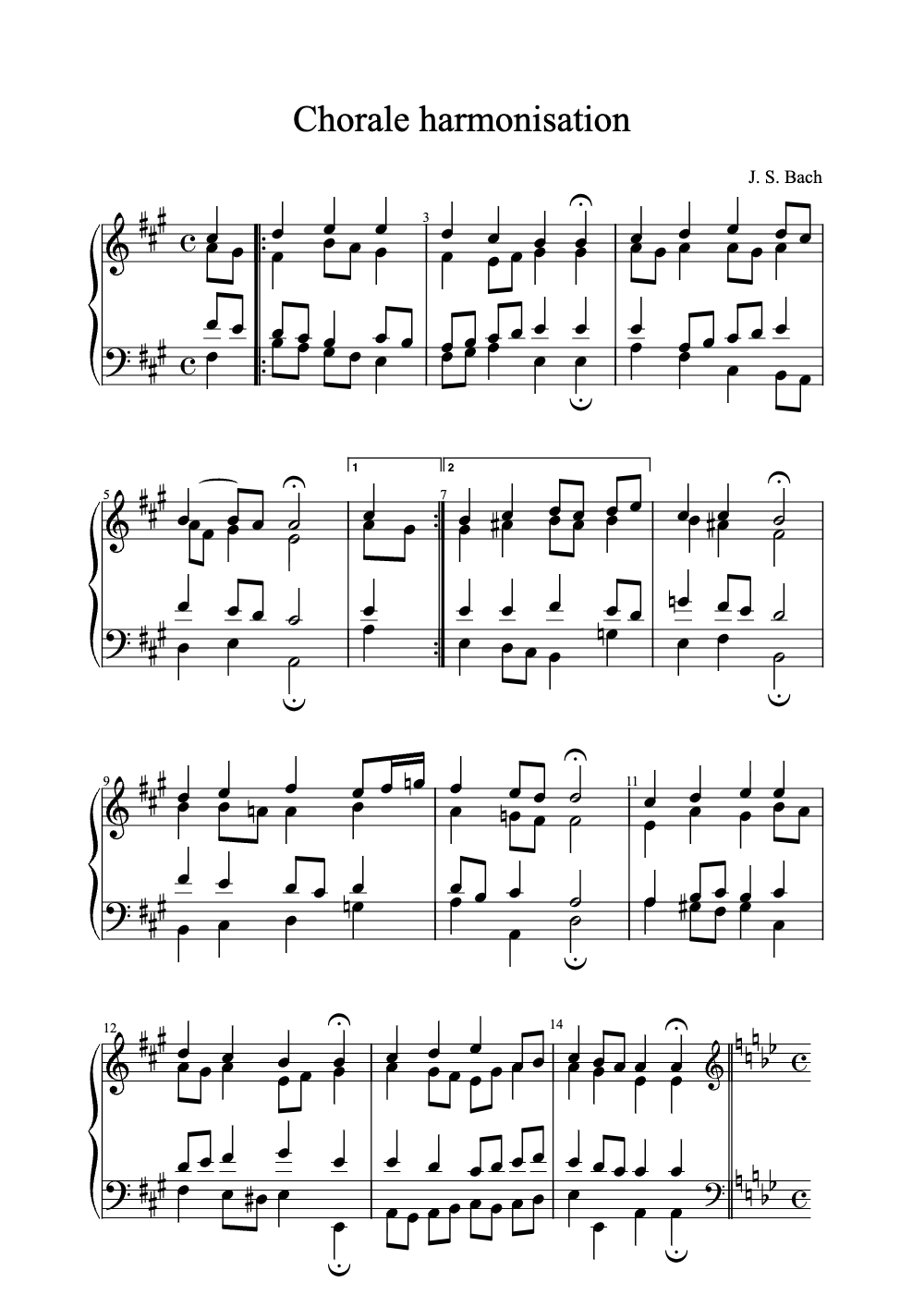 Sheet music preview for Chorale Harmonisation