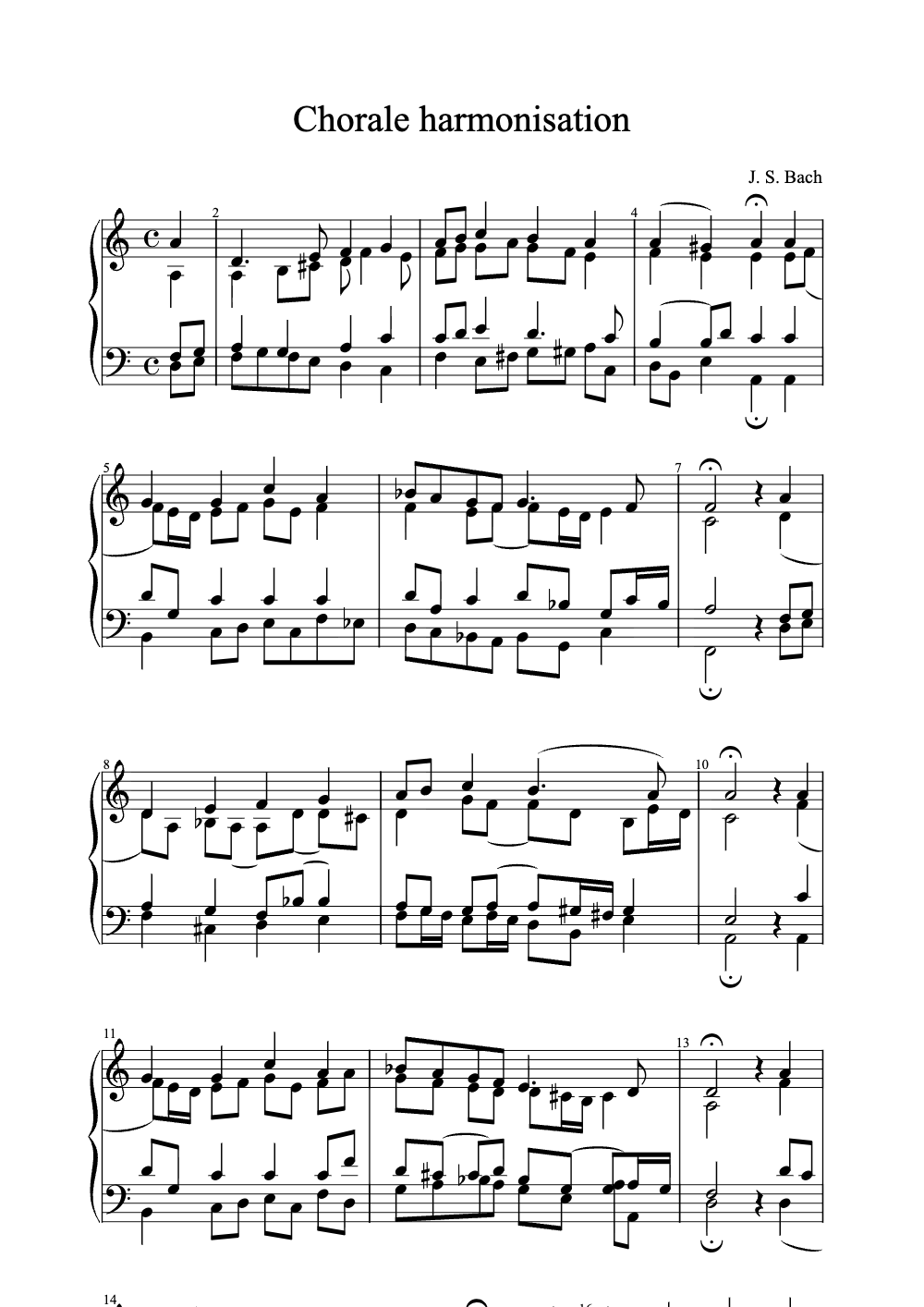 Sheet music preview for Chorale Harmonisation