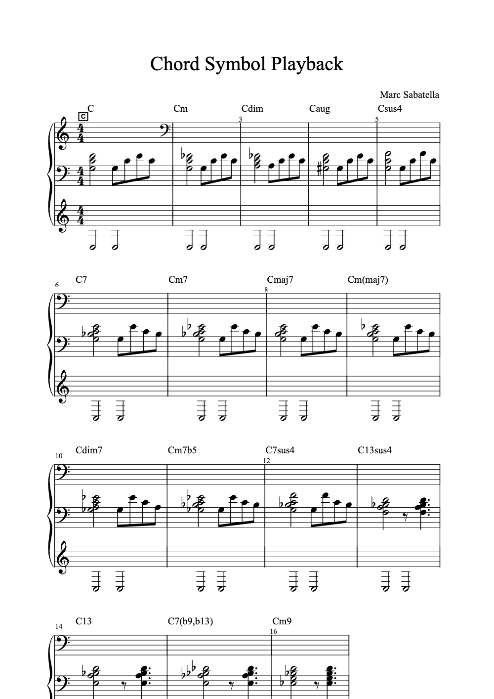 Sheet music preview for Chord Symbol Playback