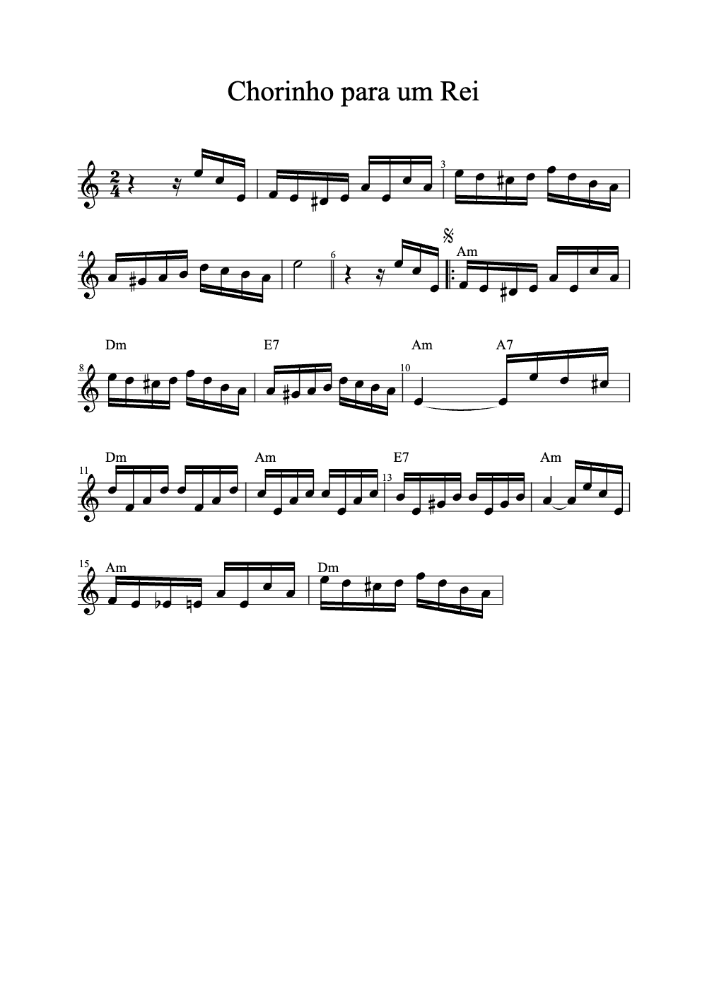 Sheet music preview for Chorinho Para Um Rei