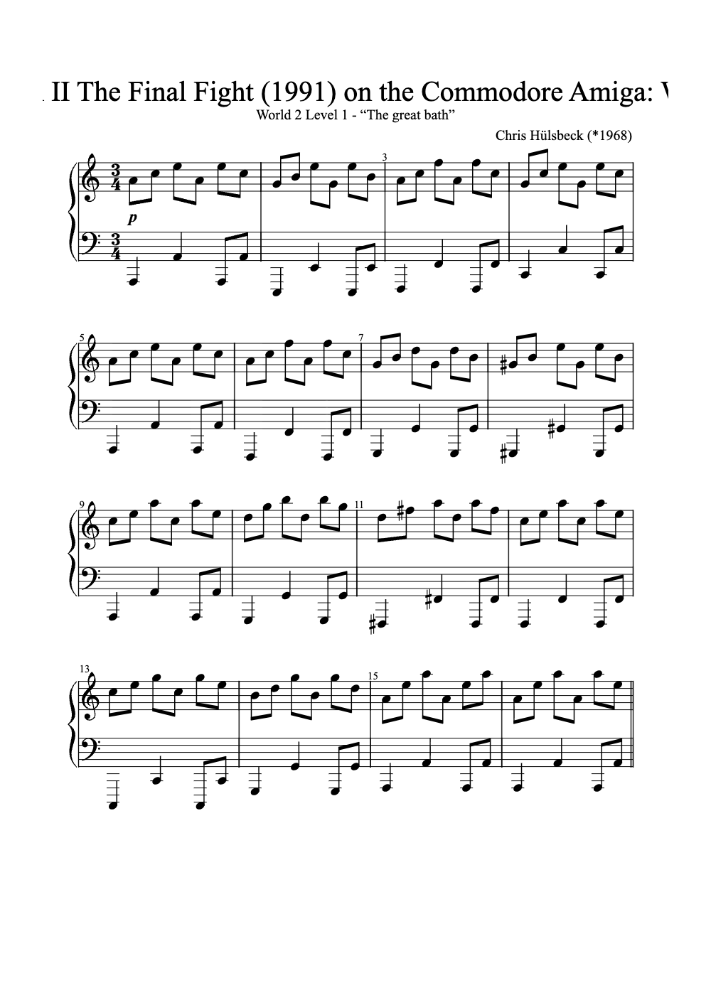 Sheet music preview for Turrican II: The Final Fight