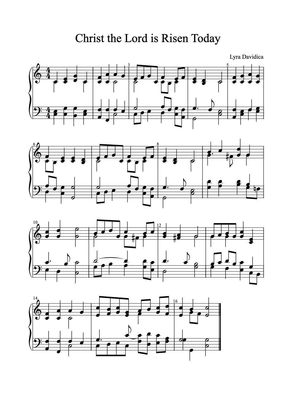 Sheet music preview for Christ the Lord Is Risen Today