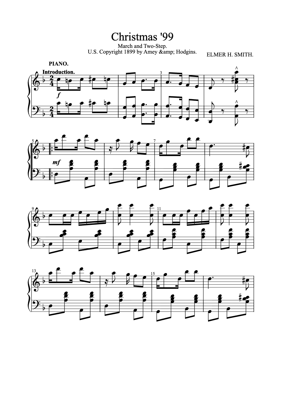 Sheet music preview for Christmas '99