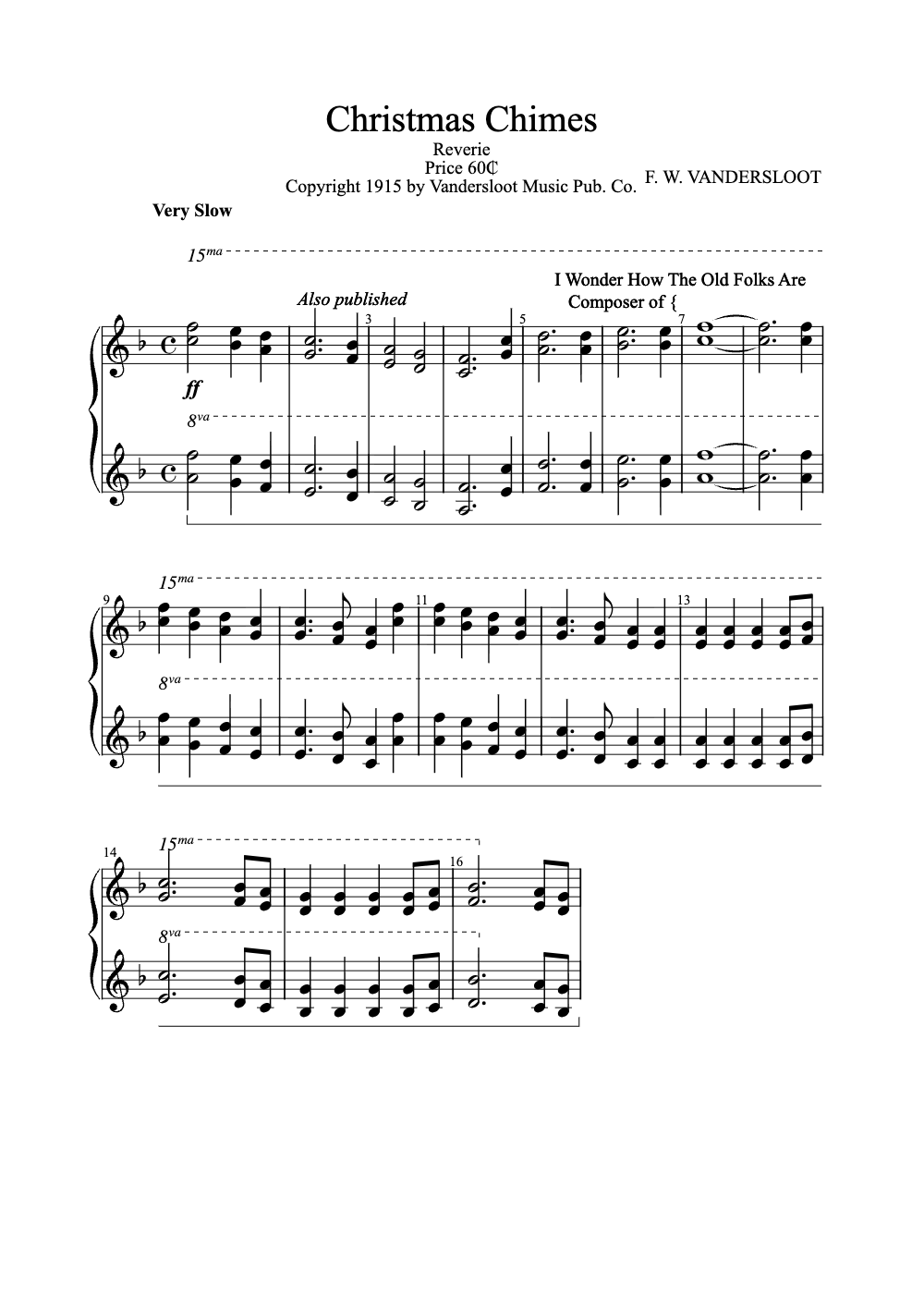 Sheet music preview for Christmas Chimes