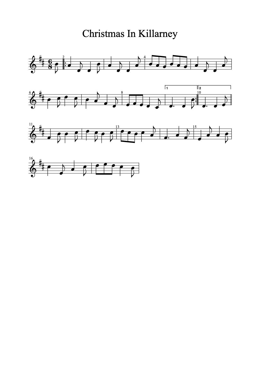 Sheet music preview for Christmas in Killarney