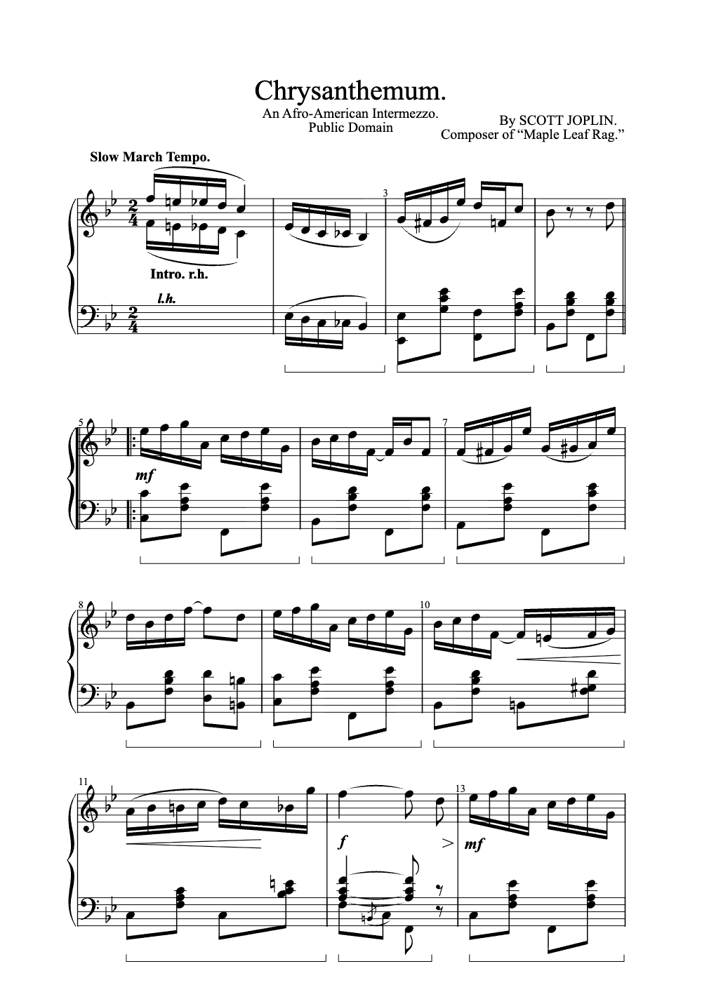 Sheet music preview for Chrysanthemum