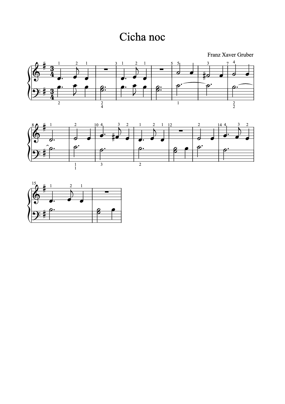 Sheet music preview for Cicha Noc