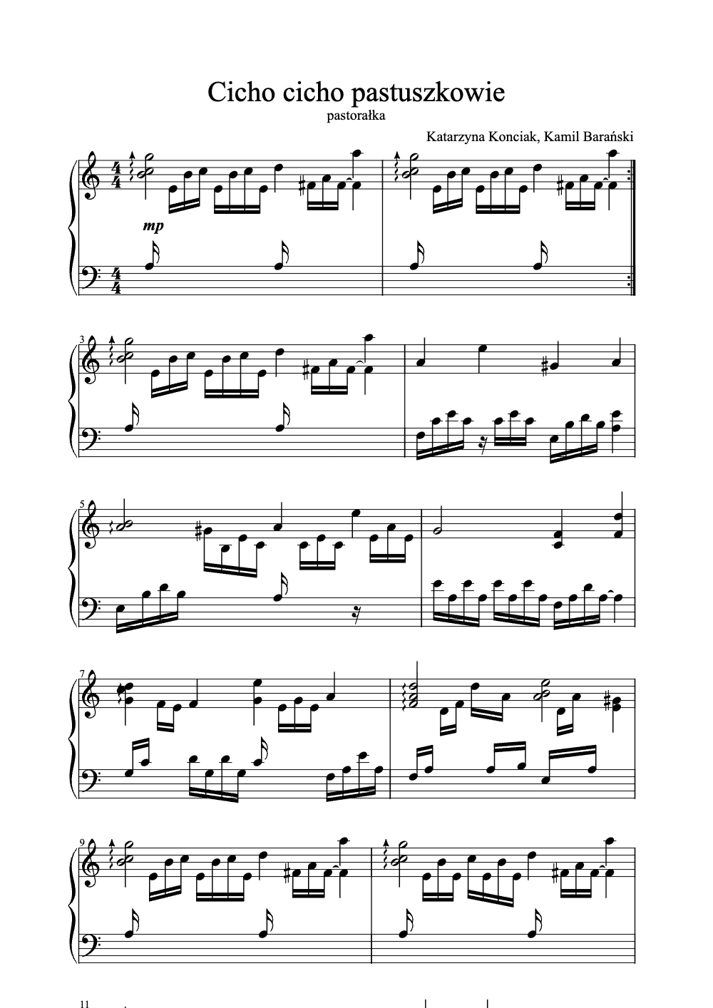 Sheet music preview for Cicho Cicho Pastuszkowie