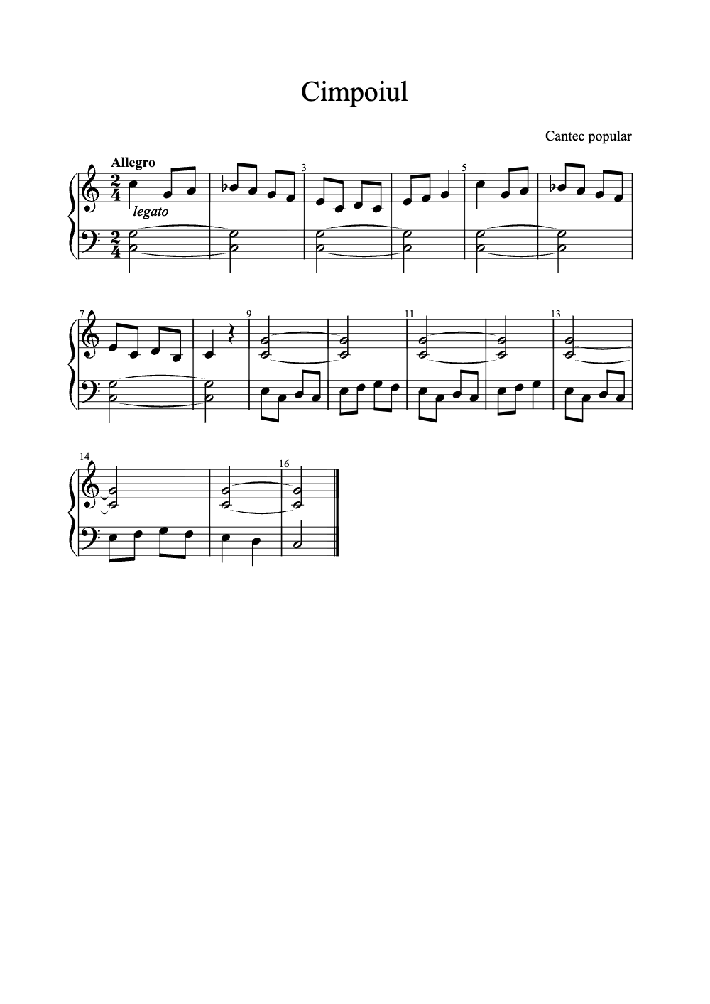 Sheet music preview for Cimpoiul