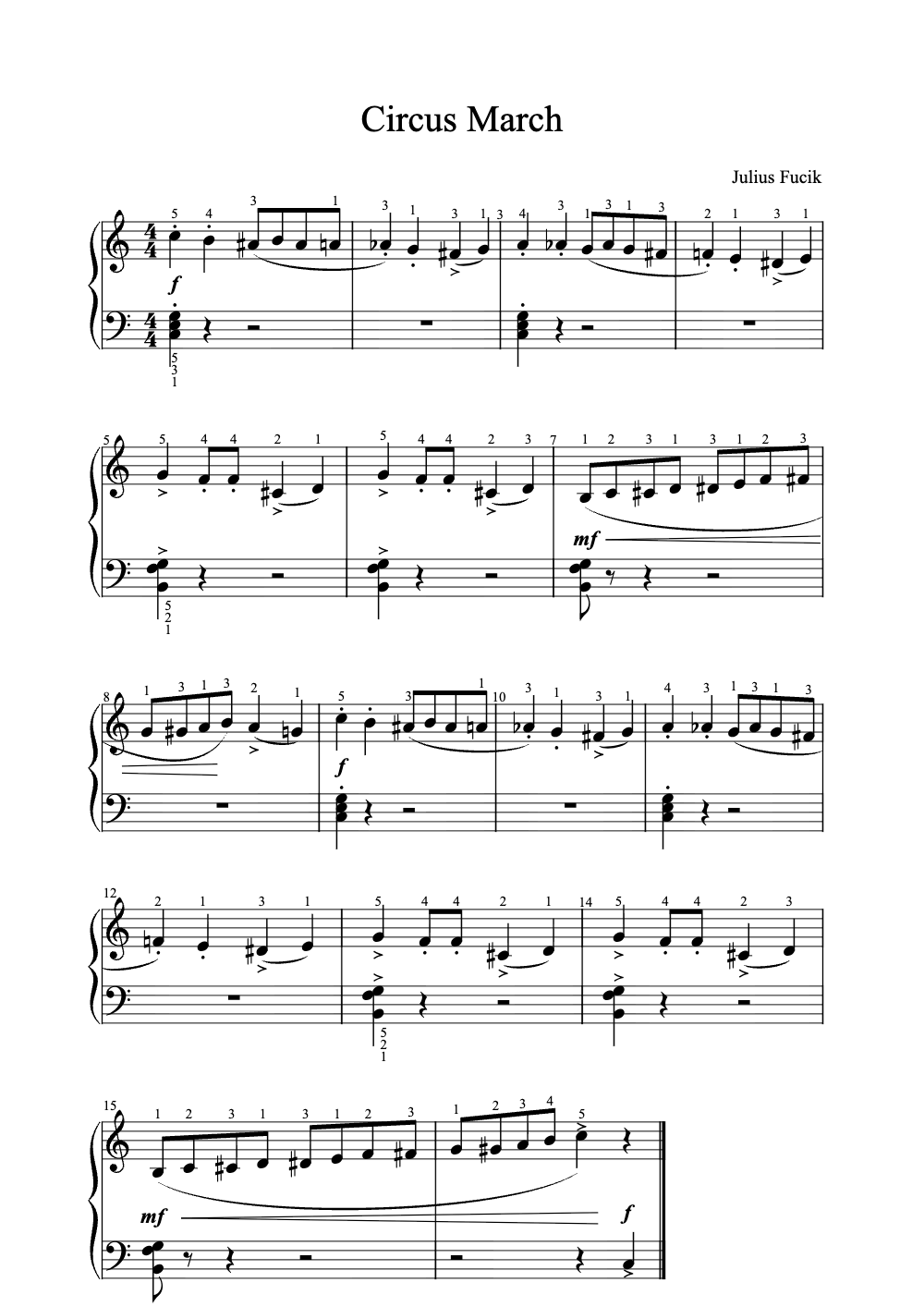 Sheet music preview for Circus March