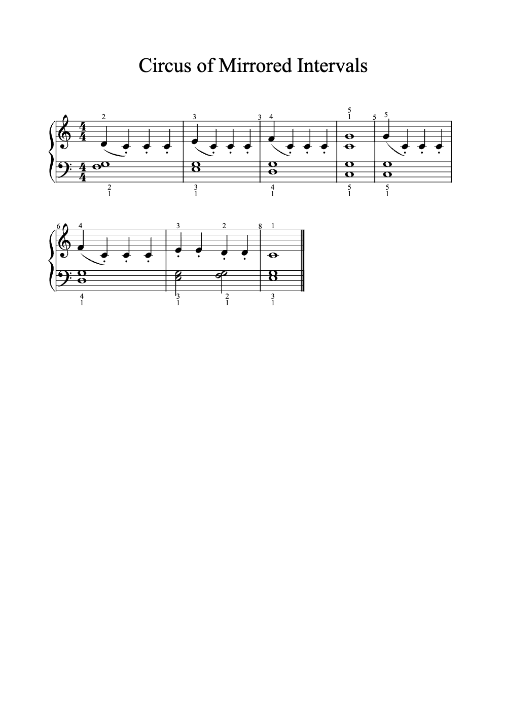 Sheet music preview for Circus of Mirrored Intervals